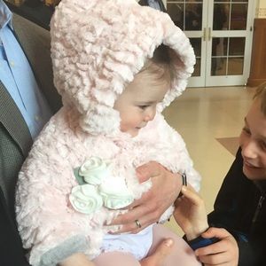 Mack & Co faux fur pink coat, 12M,great condition